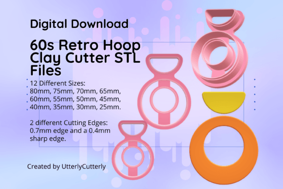 60s Retro Hoop Clay Cutter STL File 1-E