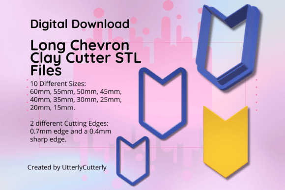 Clay Cutter STL File Long Chevron: Geometric Precision for Digital Fabrication