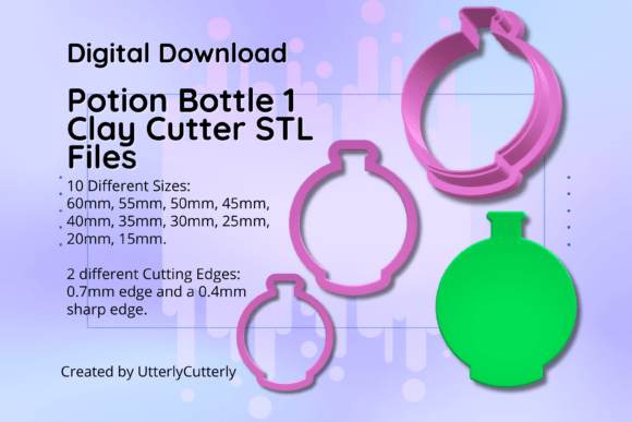 Clay Cutter STL File Potion Bottle 1- Ma Guide