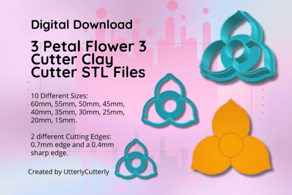Discover the Versatile 3 Petal Flower Clay Cutter STL File 3-E