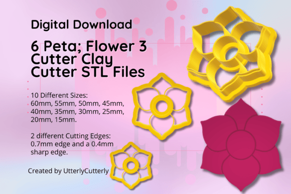 Discover the Versatility of the 6 Petal Flower Clay Cutter STL File 3-E