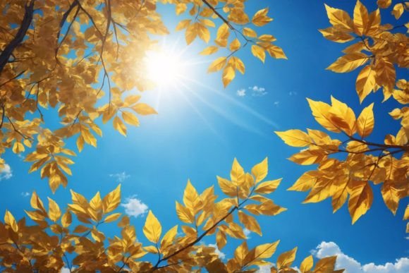 Embrace the Beauty of Autumn Sky with Leaves for Your Creative Projects