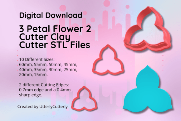 Explore 3 Petal Flower Clay Cutter STL File
