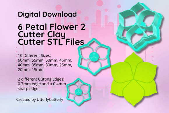 Exploring the Versatility of the 6 Petal Flower Clay Cutter STL File 2-E