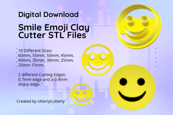 Smile Emoji Clay Cutter STL Files for Earrings