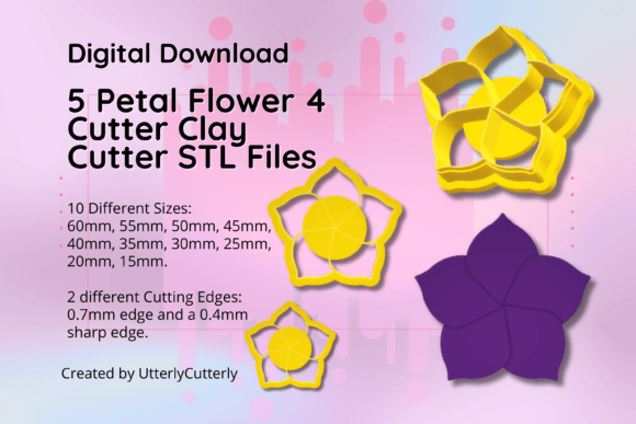 Unlock Creative Possibilities with the 5 Petal Flower Clay Cutter STL File 4-E