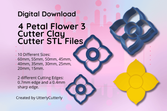 Unlock Your Creativity with the 4 Petal Flower Clay Cutter STL File 3-E