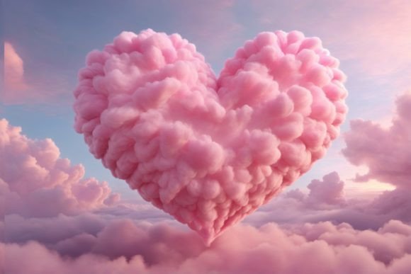 Valentine Pink Cloud Heart: A Versatile and Charming Design Element
